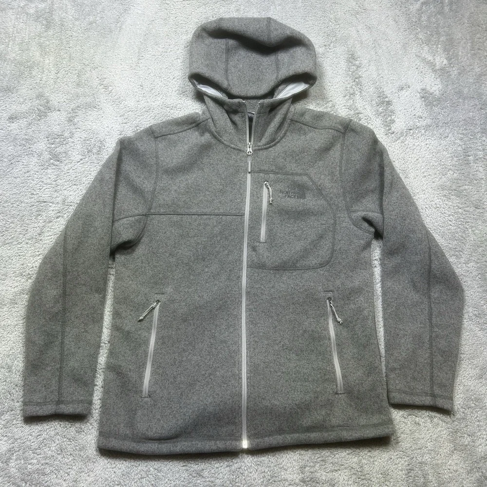 The North Face Gordon Lyons Fleece Hoodie Jacket Men's L Gray Full‎ Zip Outdoor